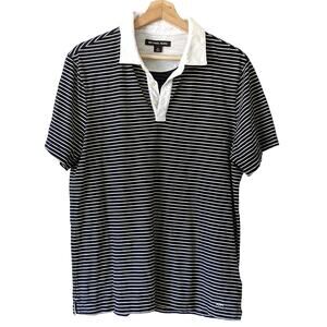 Michael Kors Mens Polo Shirt Striped Cotton Medium